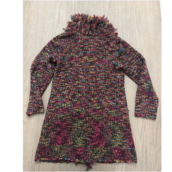 Chico’s Multicolor Knit Fringe Sweater Tunic Women’s Size 1 Long Sleeve Cozy - Picture 7 of 8